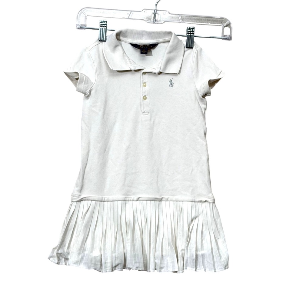 Polo Ralph Lauren Girls 4 4T White Polo Dress Pleated Skirt Tennis Preppy